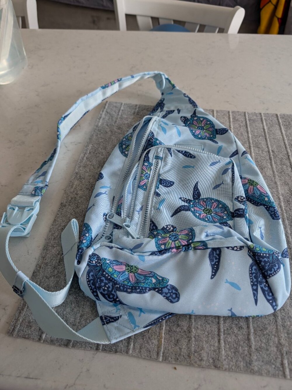 Vera Bradley ReActive Essential Sling Backpack SEA TURTLES Blue Fish Beach Ocean